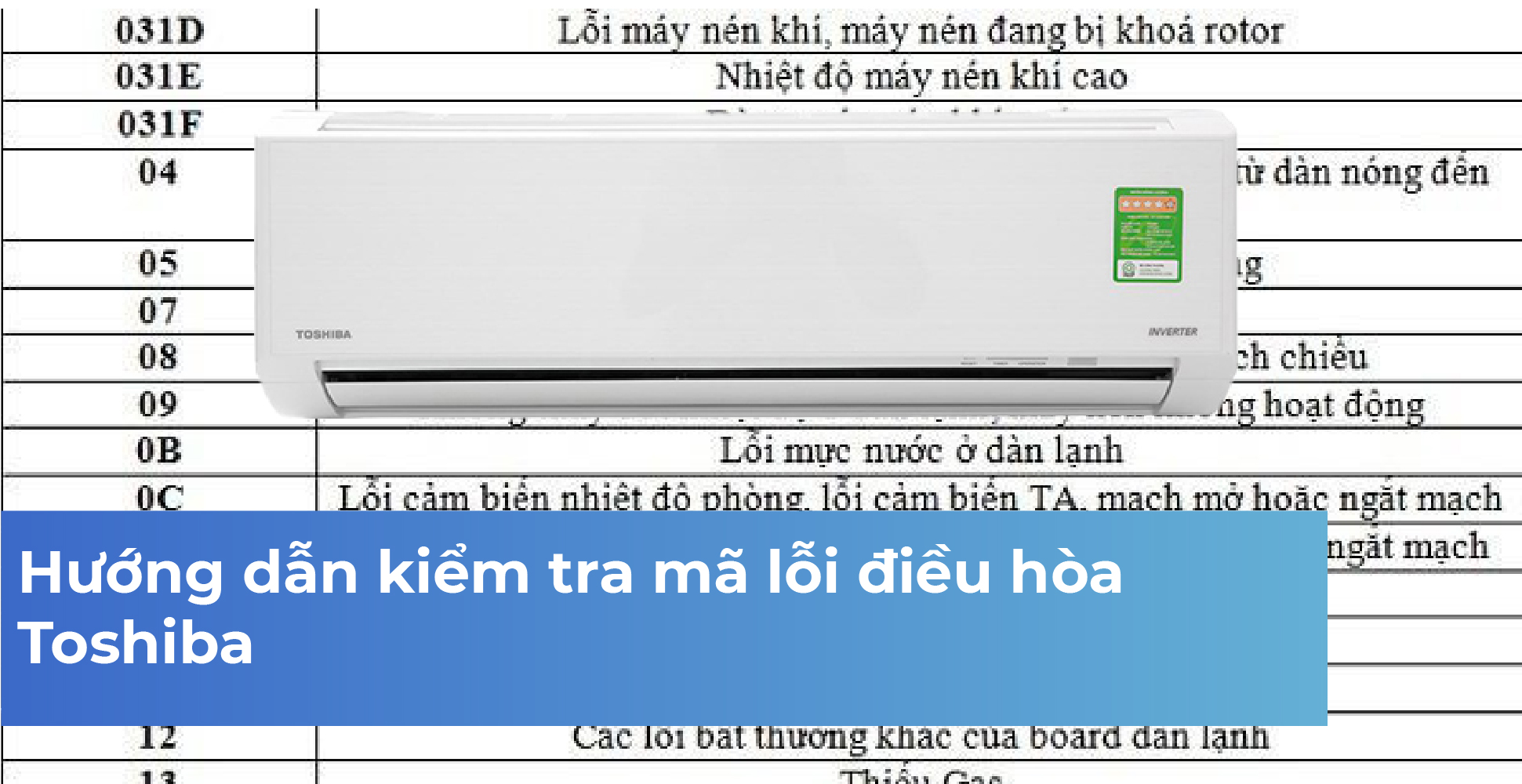 Hướng dẫn kiểm tra mã lỗi điều hòa Toshiba